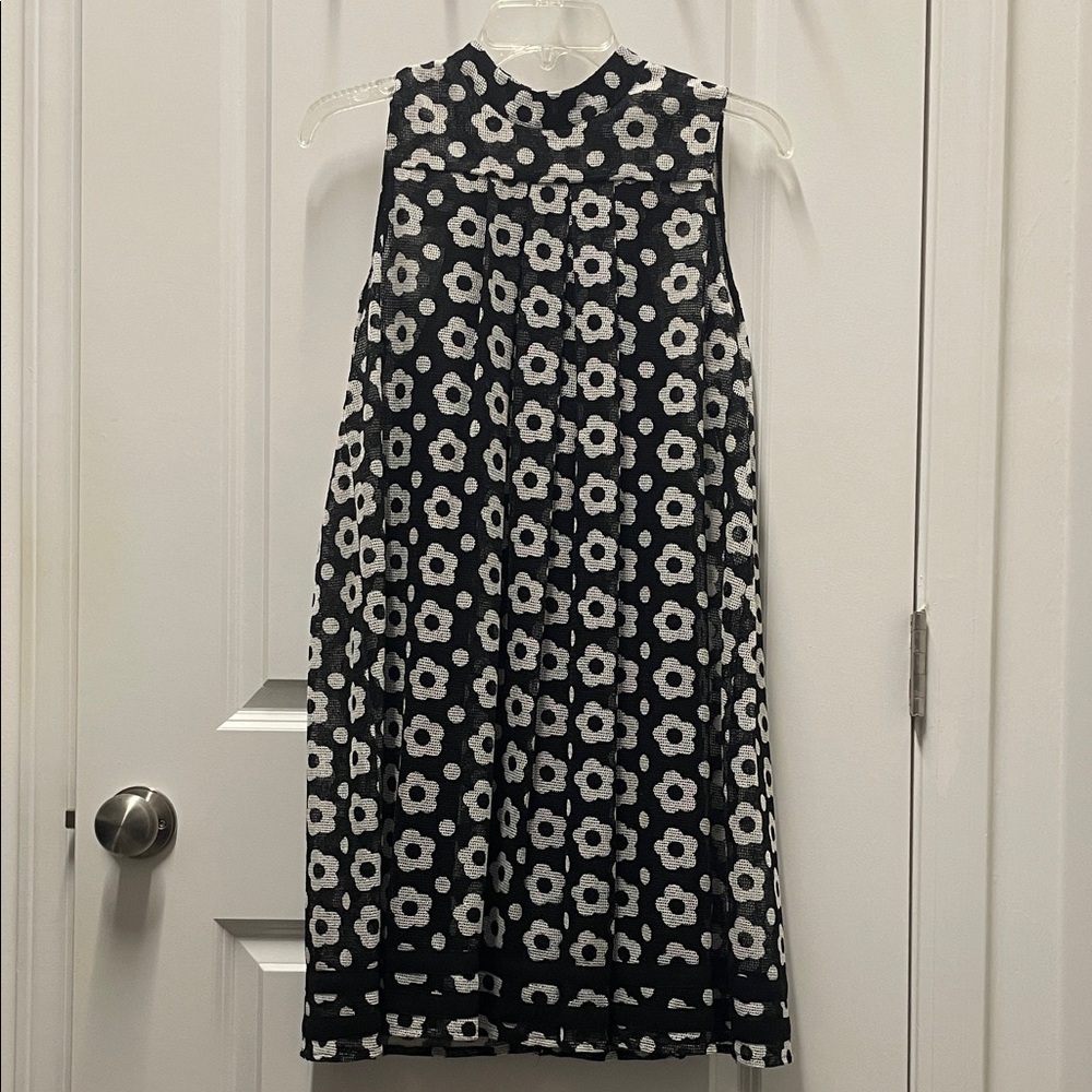 Floral Black and White Sleeveless Dress